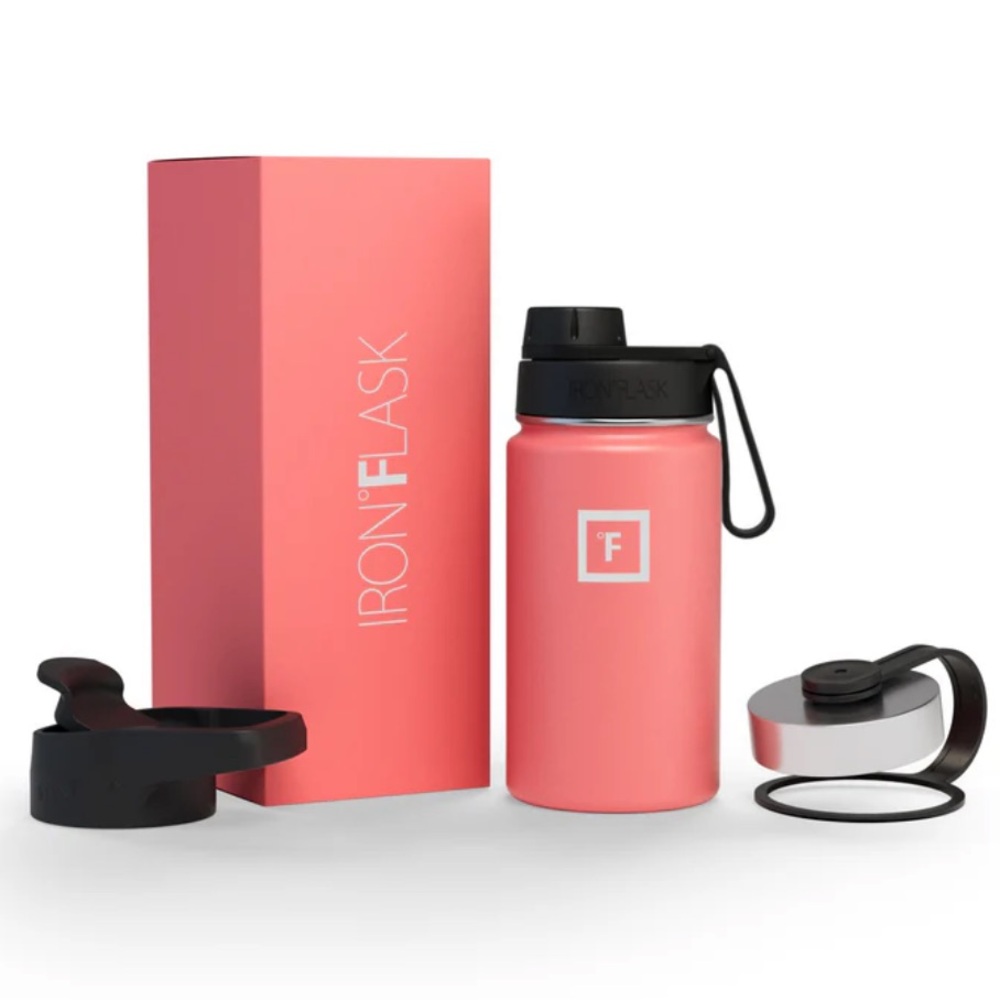 Iron Flask 14oz Wide Mouth Water Bottle w/ Spout Lid ~ Peach